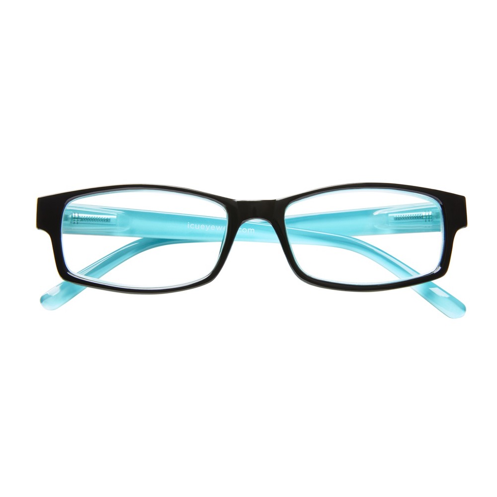 ICU Eyewear Berryessa Large Black with Turquoise Interior Reading Glasses +1.25 - Bellso